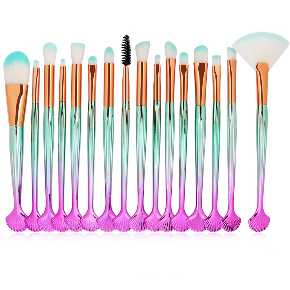 Multipurpose Make-up Face Tail Gold Beauty Need 16pcs Mermaid Foundation Makeup Brush 1