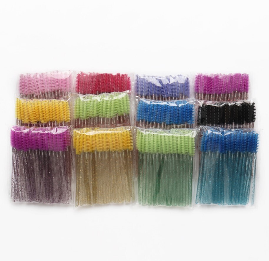 Mini-Spoolie, spitz zulaufend, rote Wimpernverlängerung, Glitzer-Spoolie 3