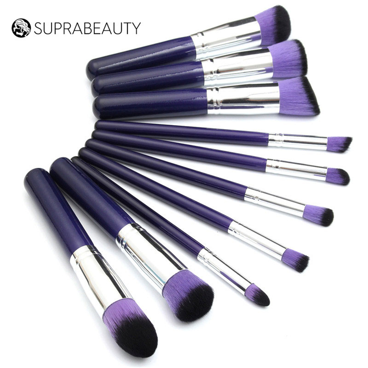 10pcs brown vegan foundation brush set makeup brush with bag1 5