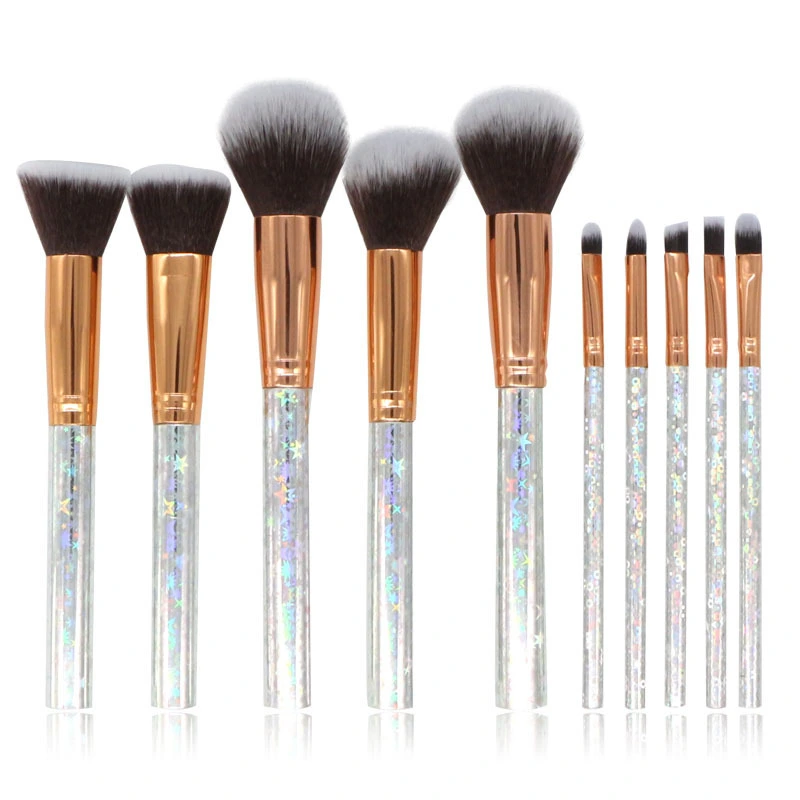 Juego de purpurina de 10 piezas con brocha de maquillaje de mármol de cristal de estrella brillante con bolsa de cosméticos 1