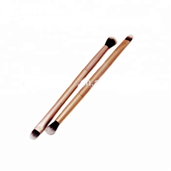 High quality synthetic hair double head makeup double sided aluminum handle cosmetic eye shadow mixing brush 1