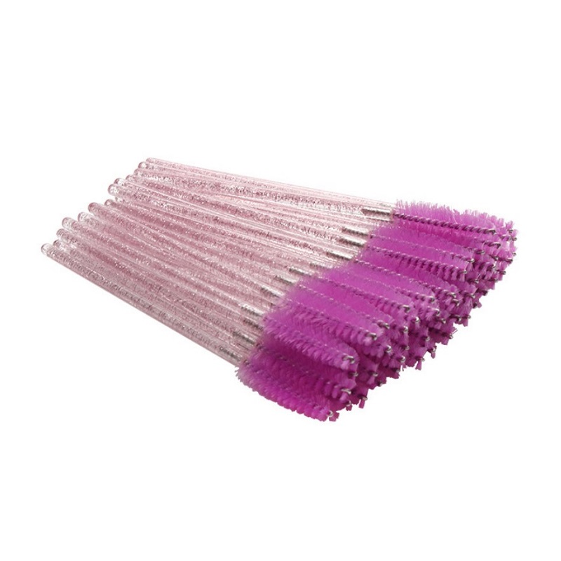 Low MOQ glitter plastic handle mascara cleaning disposable eyelash brush 4