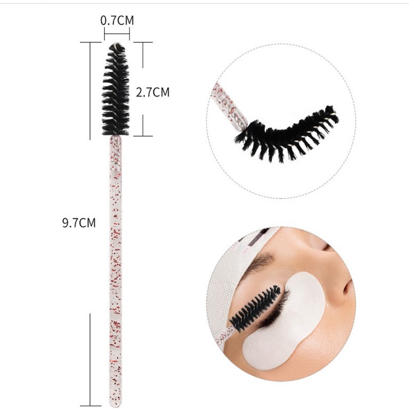 Low MOQ glitter plastic handle mascara cleaning disposable eyelash brush 2