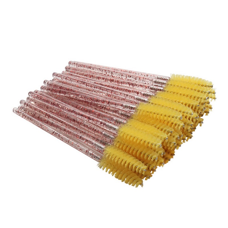 Low MOQ glitter plastic handle mascara cleaning disposable eyelash brush 3
