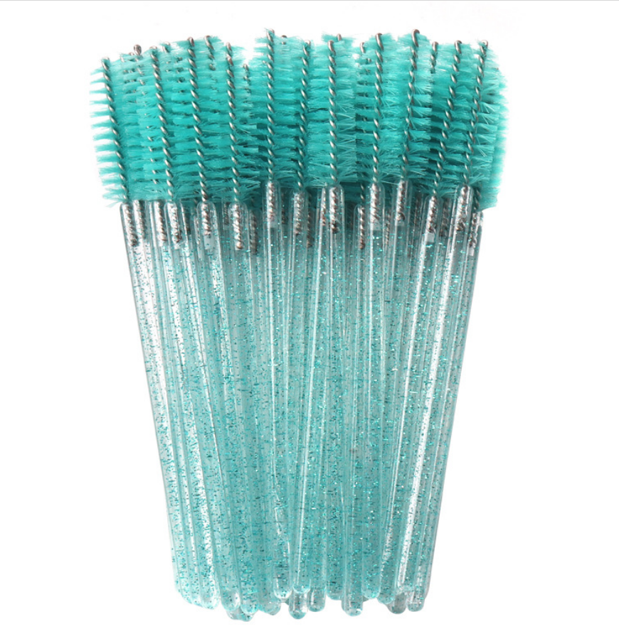 Low MOQ glitter plastic handle mascara cleaning disposable eyelash brush 1