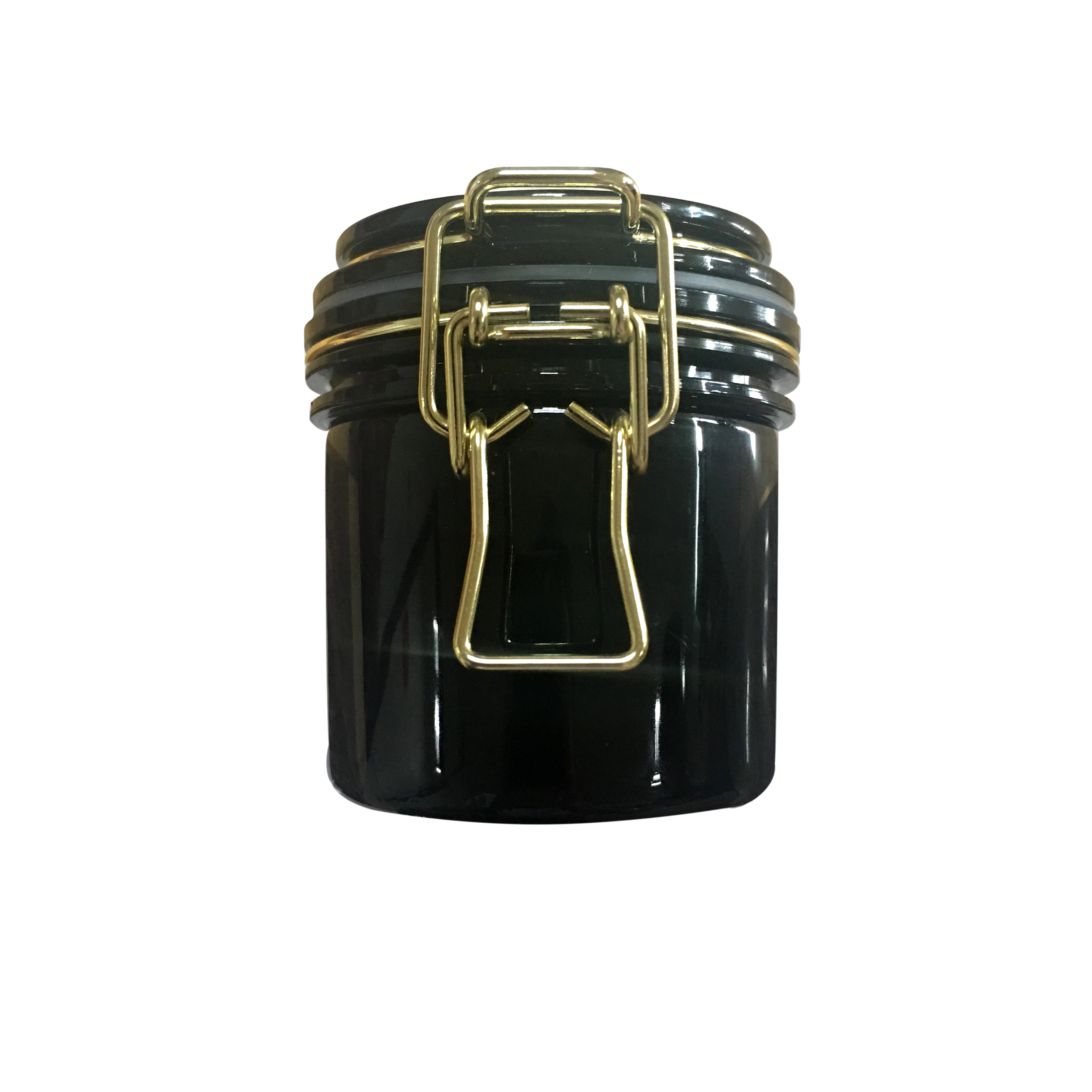 Black PET Plastic Food Mask Cosmetic Canning airtight Jar With Glod Clasp 1