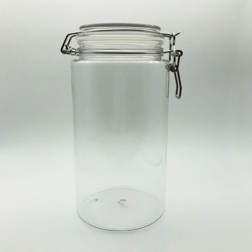SGS 2L 2000ml clear candy container Round Shape PET Plastic Airtight Jars 1