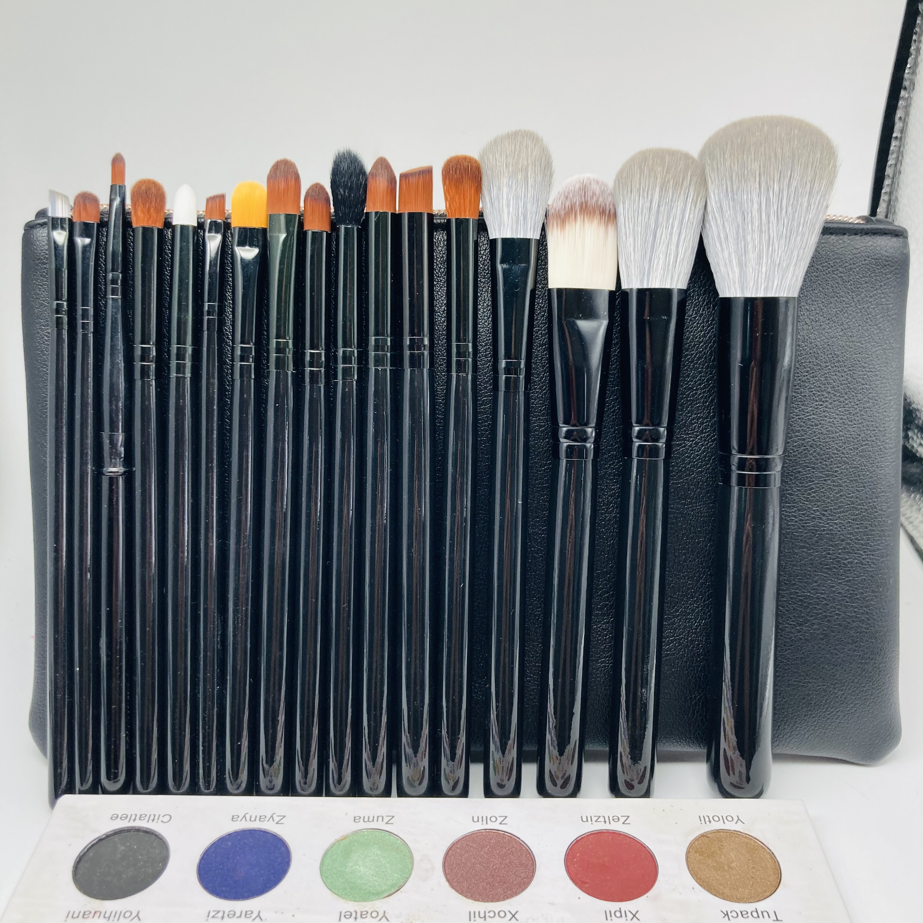 10pcs brown vegan foundation brush set makeup brush with bag1 2