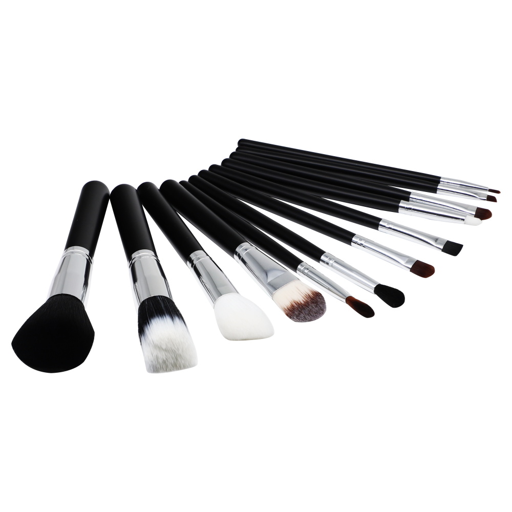 Suprabeauty brand customized color 12pcs natural hair foundation powder eye brow brushes tool custom logo Makeup Brush kit 2