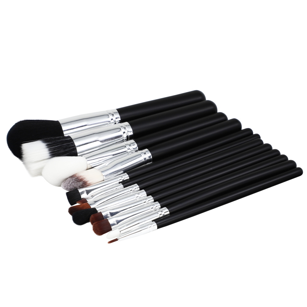 Suprabeauty brand customized color 12pcs natural hair foundation powder eye brow brushes tool custom logo Makeup Brush kit 3