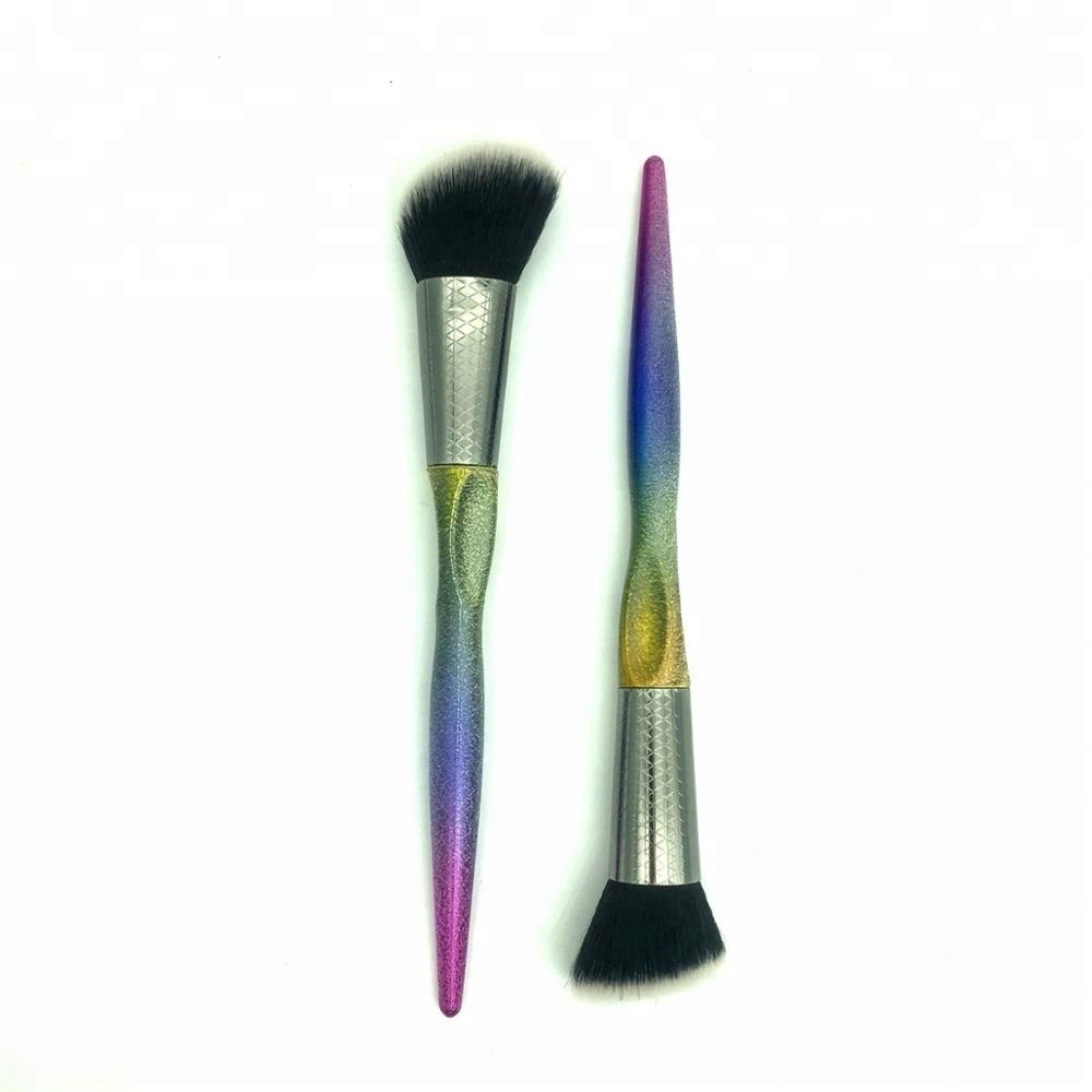 New Unicorn Style 4pcs Cosmetic brush Plastic Handle Private Label Rainbow Makeup Brush Set 1
