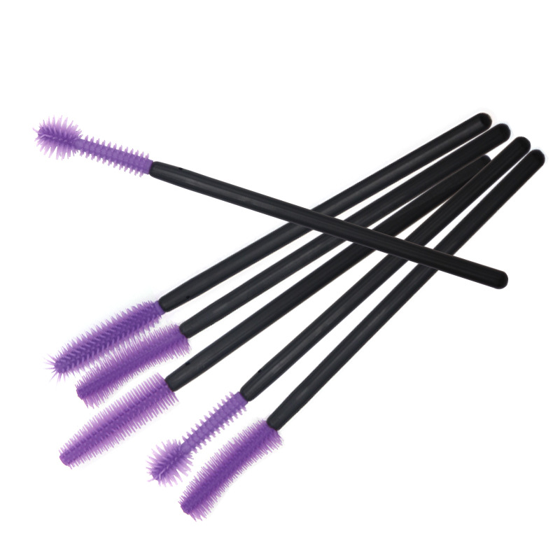 Hot sale 10CM length purple color plastic handle makeup silicone mascara brush 4