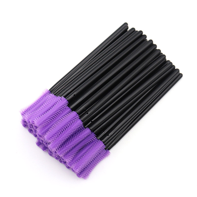 Hot sale 10CM length purple color plastic handle makeup silicone mascara brush 6