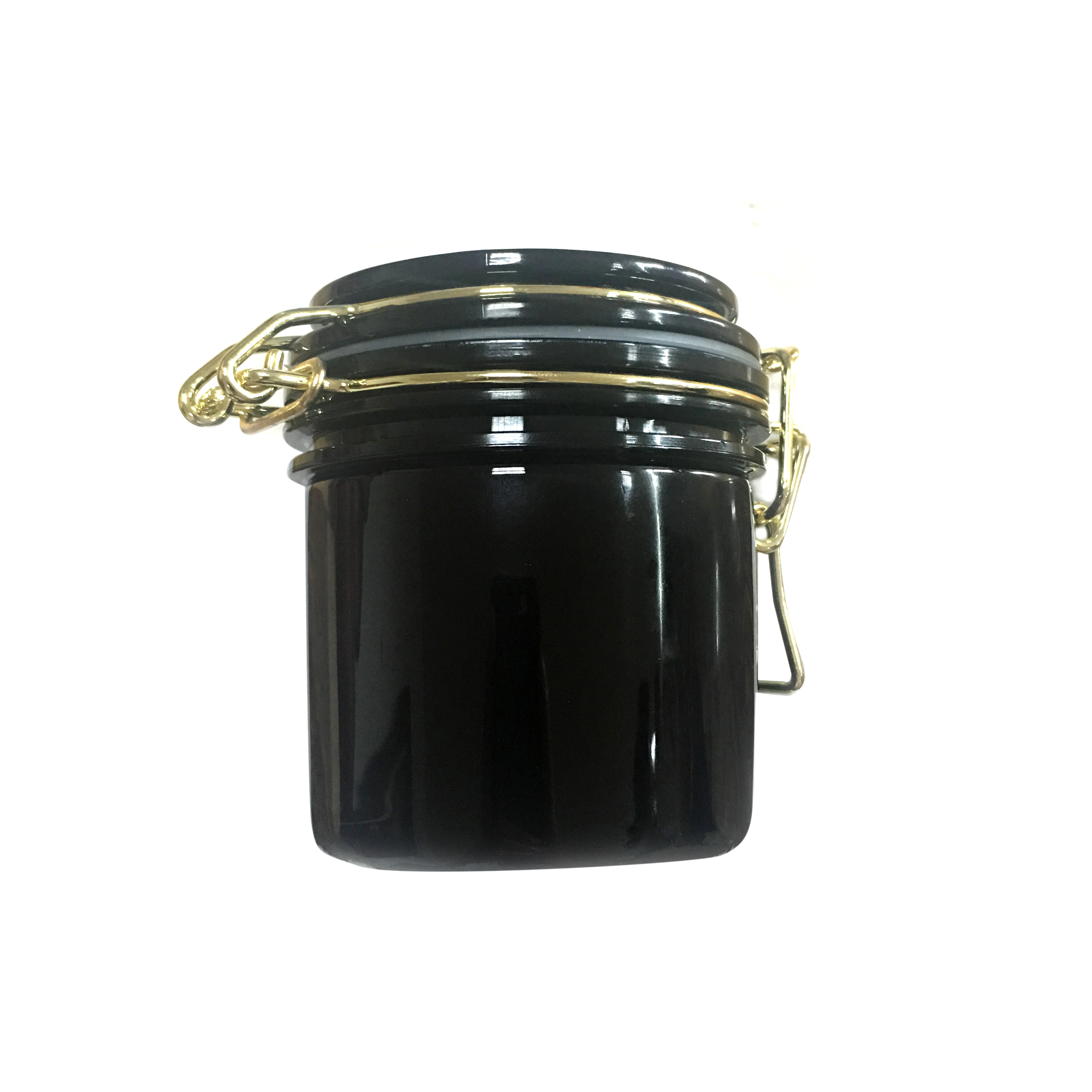 Black PET Plastic Food Mask Cosmetic Packing Canning Jar With gold metal wire 1