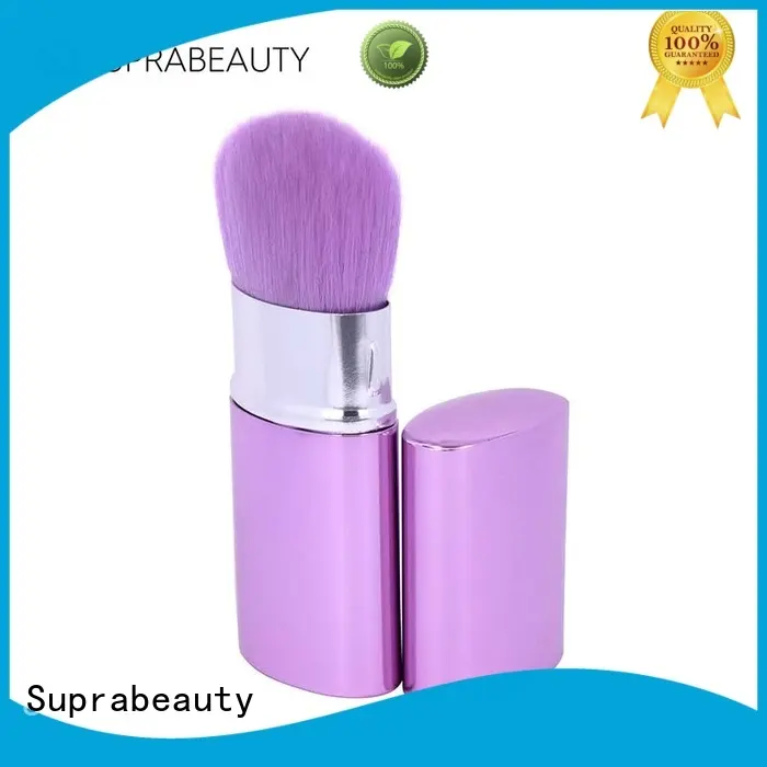 Synthetic hair oval makeup retractable brush 1