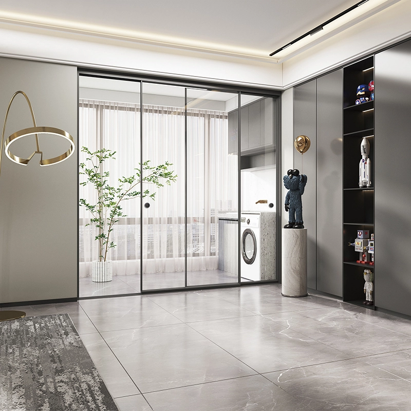 Aluminum multi rail sliding door for bathroom or balcony 1