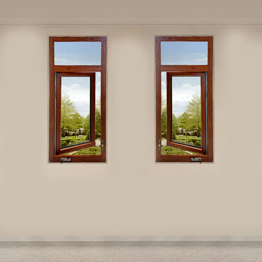 New Technology Hand Cranked Upper Hung wood clad aluminum  American Style Hand-Cranked Window 1