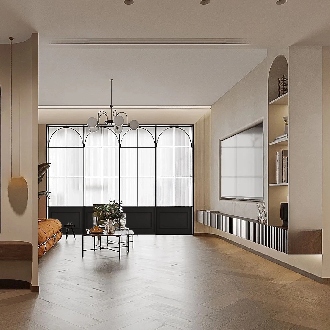 Aluminum Modern French style partition glasse sliding door 1