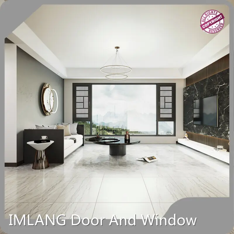 Precio de la ventana abatible de aluminio IMLANG Marco de espuma y madera / Caja de madera ecológica Precio de la ventana abatible de aluminio fábrica 1