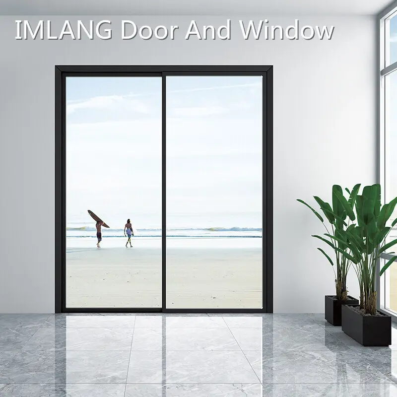 Puertas corredizas de aluminio personalizadas con marco de espuma y madera/caja de madera ecológica - IMLANG 1