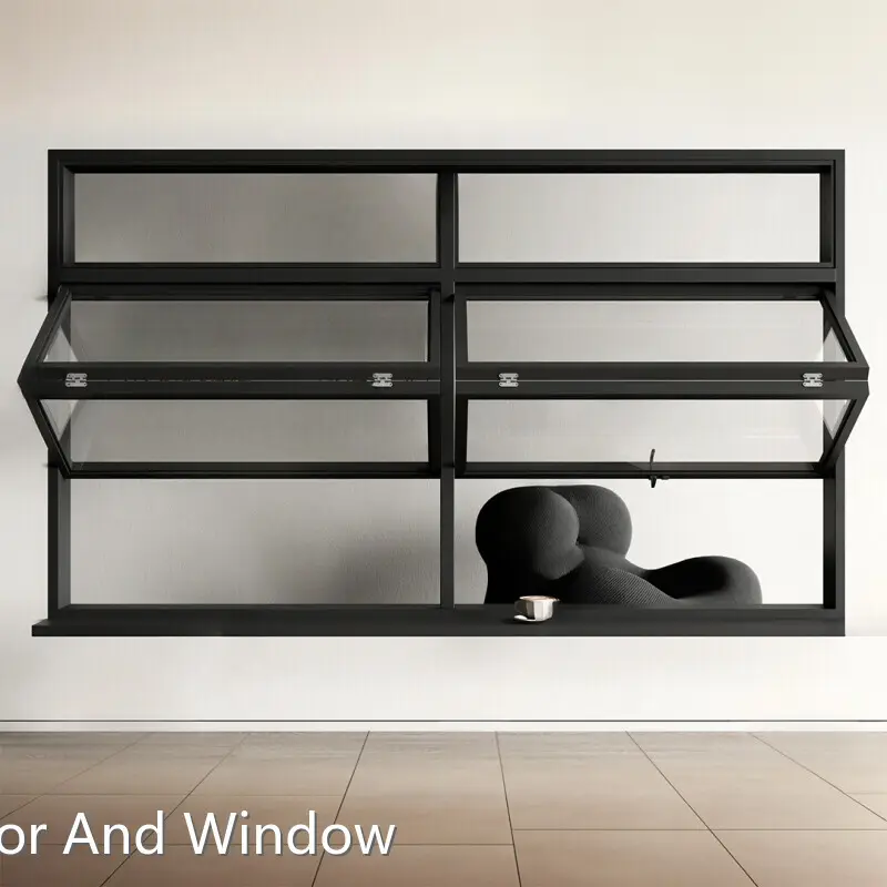 Ventana de vidrio plegable vertical de aluminio-1 1