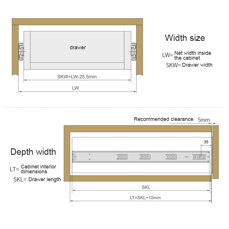 Classical Heavy Duty Telescopic 3-fold Soft Closing Ball Bearing Drawer Slide 5