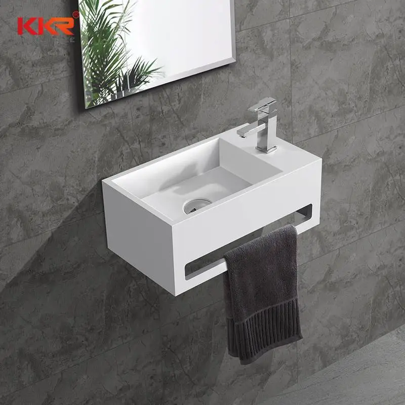 Bacia compacta de parede de superfície sólida acrílica com cabide de toalha KKR-1105-A 1