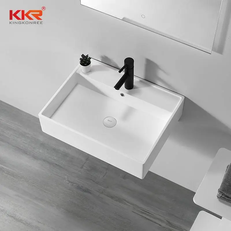 Unique Bathroom Sinks Wall Mounted Wash Basin Solid Surface Wall Hung Hand Wash Basin 1