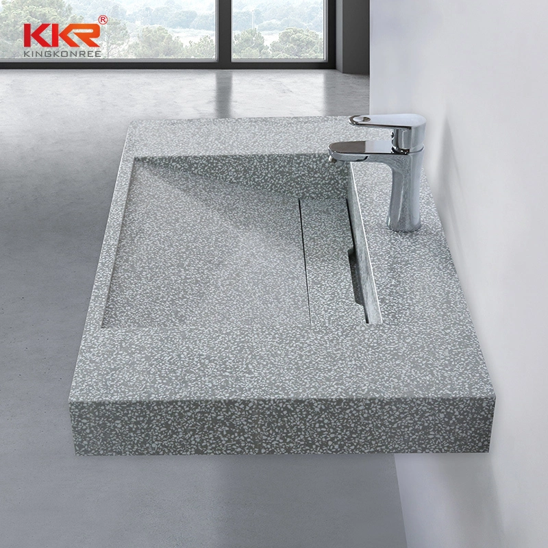 Solid Surface Stone Wall-hung Basin Ramp Sink with Drainage Cover Plate 1
