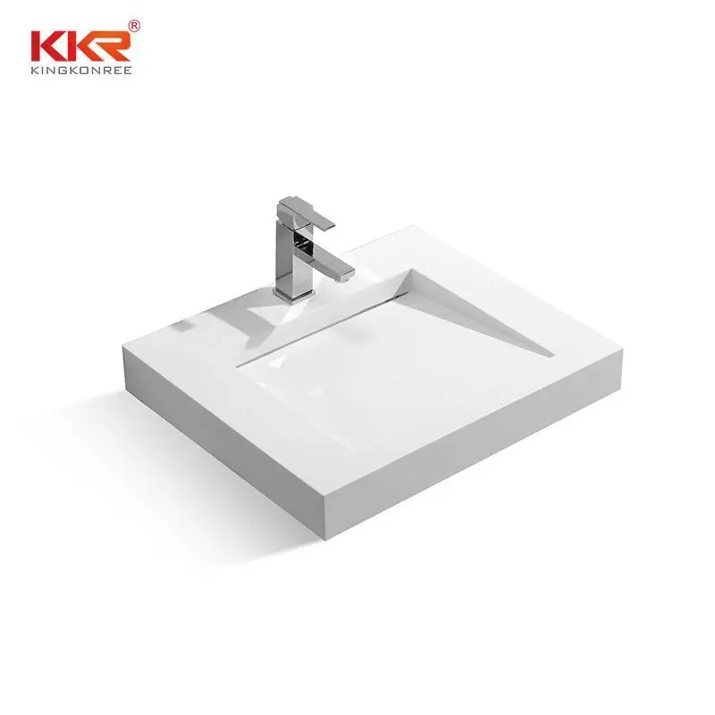 Lavabo de pared de superficie sólida acrílica de piedra artificial KKR-1330 1