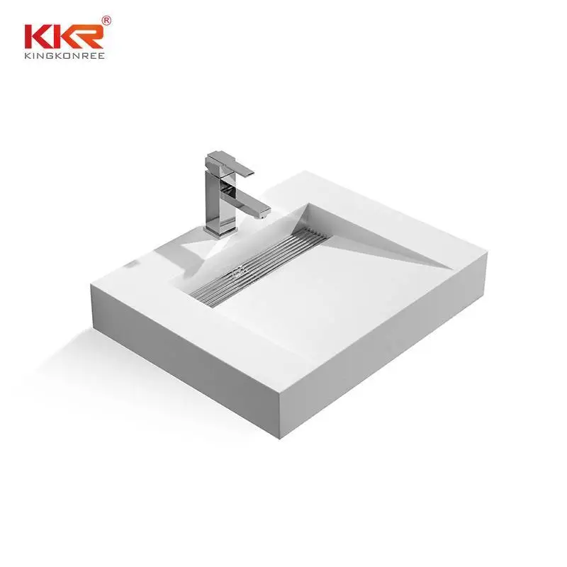 Solid Surface Modern Fancy Unique Wall-hung Basin KKR-1379 1