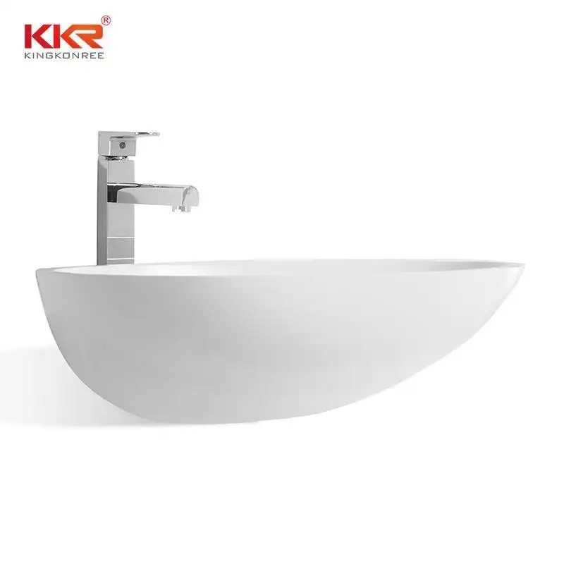 KingKonree High Quality Oval Shape Acrylic Solid Surface Above Counter Basin KKR-1310 Above Counter Basin image40