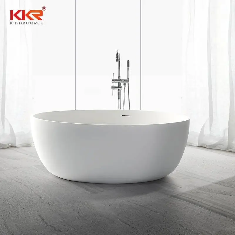 Small Size Round Acrylic Solid Surface Freestanding Bathtub KKR-B002 1