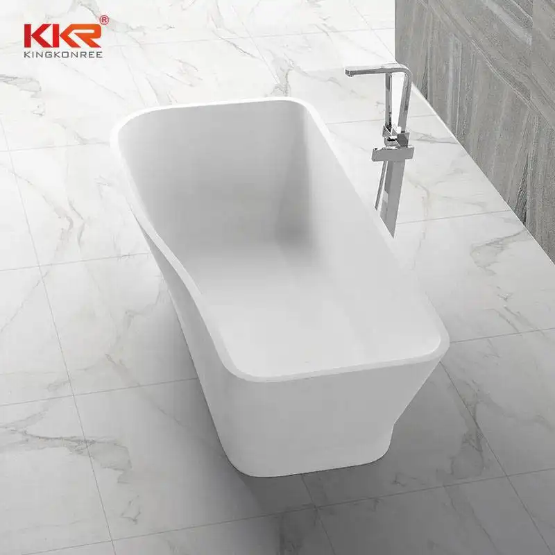 KingKonree Small Size Royal White Rectangle Solid Surface Bathtub KKR-B005 Solid Surface Bathtub image32
