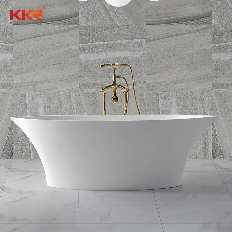 Bathroom furniture polymarble acrylic solid surface freestanding bathtub KKR-B011 1