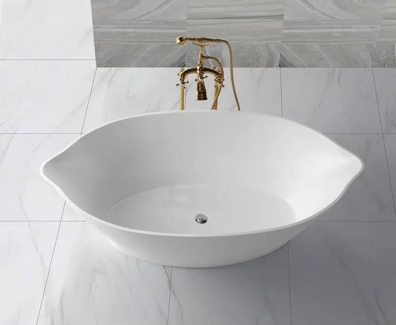 Bathroom furniture polymarble acrylic solid surface freestanding bathtub KKR-B011 2
