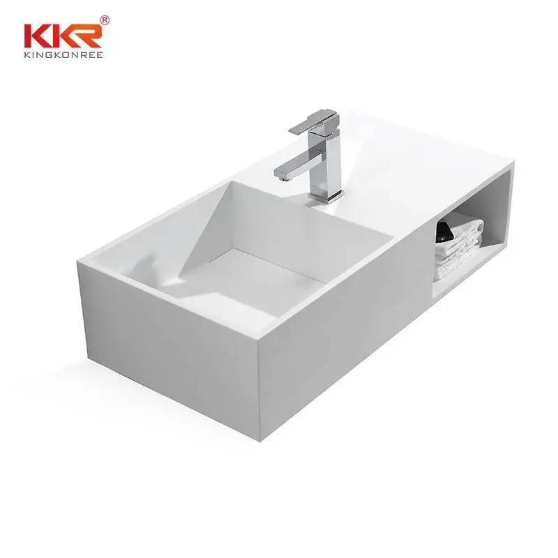Artículos de baño, lavabo de pared de piedra artificial de superficie sólida acrílica KKR-1369 1