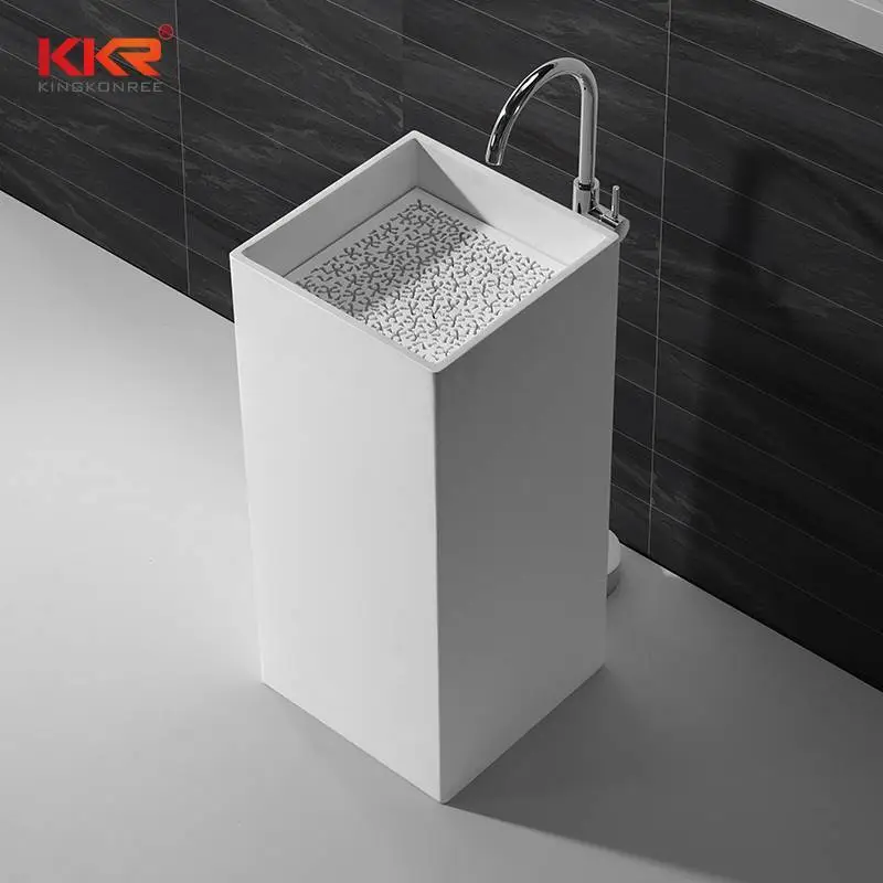 Good quality square faux stone freestanding wash basin KKR-1382 1
