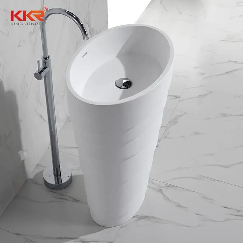 Novo design de lavatório autônomo de superfície sólida de mármore artificial KKR-1398 1