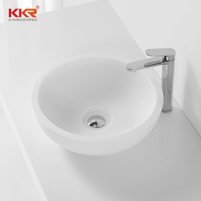 White Solid Surface Small Round Wash Basin KKR-1306 1