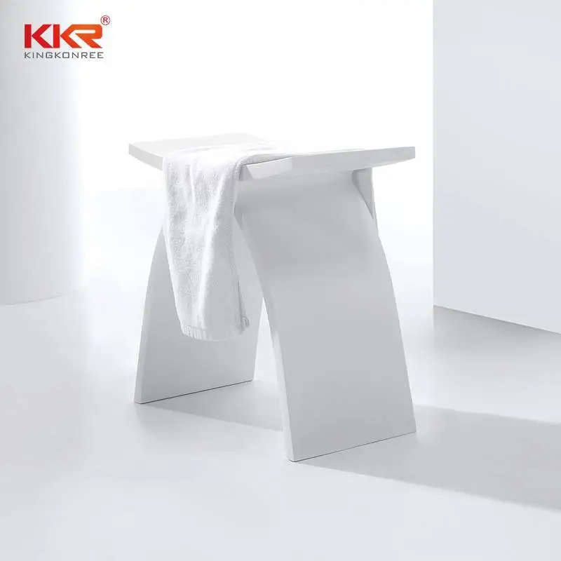 White Acrylic Solid Surface Bathroom Stool Shower stool stone KKR-Stool-A 1