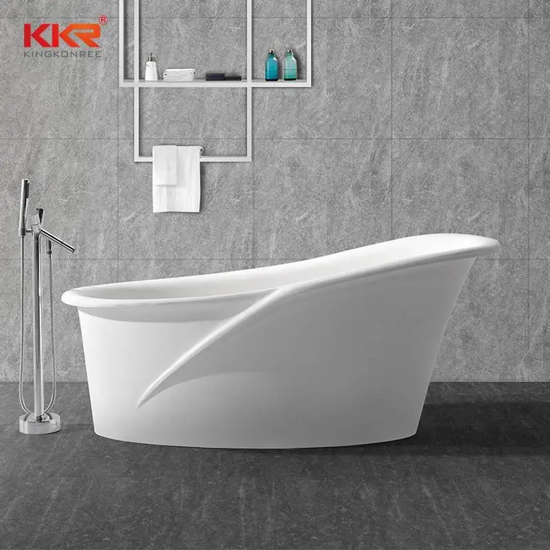 Moderne freistehende Badewanne aus Kunstmarmor und Acryl mit fester Oberfläche KKR-B028 1
