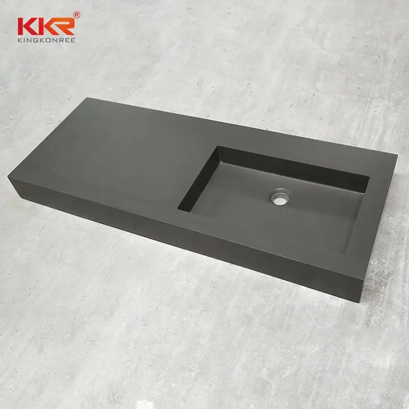 Dark Grey Acrylic Solid Surface Cabinet Basin KKR-1534 1