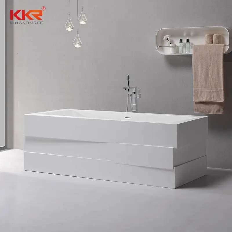 Modern Design Acrylic Resin Stone Solid Surface Freestand Bath Tub KKR-B085 1