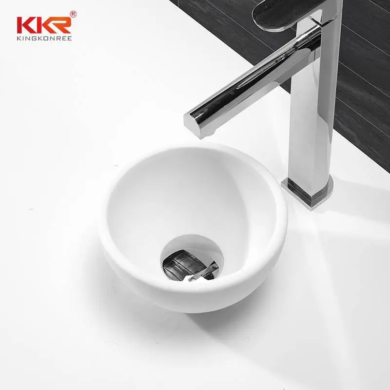 Dia200mm Small Size Round Acrylic Solid Surface Above Counter Basin KKR-1515 1
