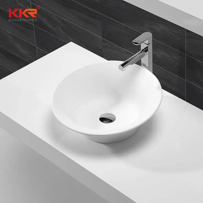 Bowl Shape Artificial Marble Solid Surface Acrylic Stone Countertop Wash Basin KKR-1508 1