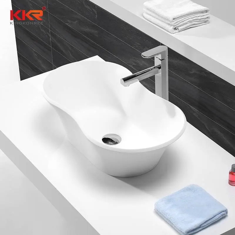 High-end Acrylic Marble Solid Surface Lavatory Wash Basin KKR-1504 1