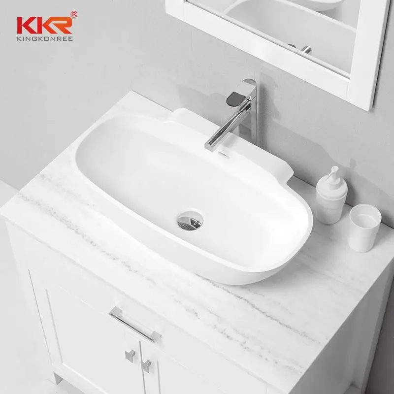 New Design 650mm Length Solid Surface Acrylic Resin Stone Wash Basin KKR-1518 1