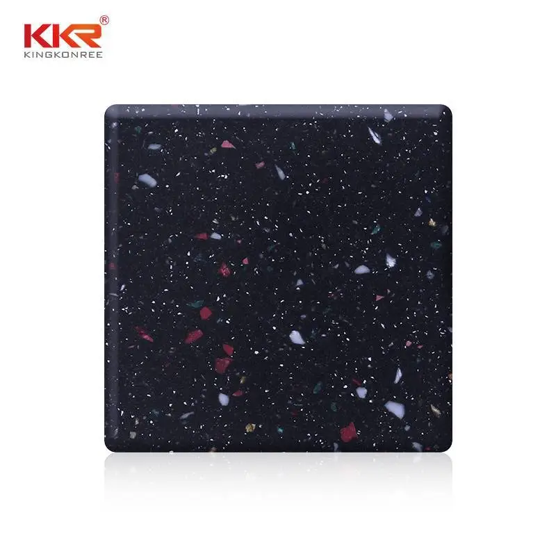 12mm Black Color With Chips Modified Acrylic Solid Surface Sheet KKR-M1646 1
