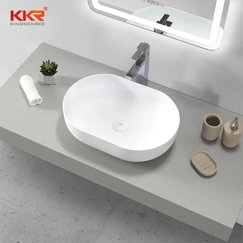 Thin Edge Artificial Marble Acrylic Solid Surface Countertop Wash Basin KKR-1151 1